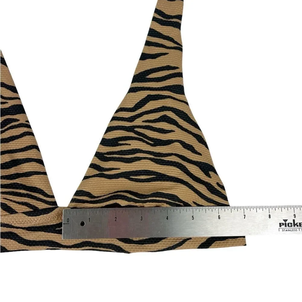 Aerie Pique Animal Zebra Print Tan‎ Triangle Bikini Top Size Medium